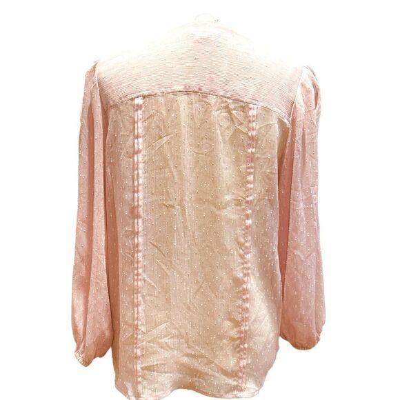 Express NWOT sheer pink and silver metallic blouse - Picture 2 of 9